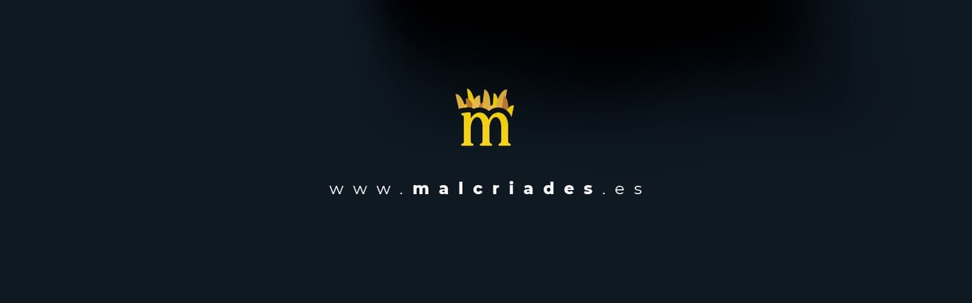 Application of the icon in yellow on a black background next to the web address www.malcriades.es