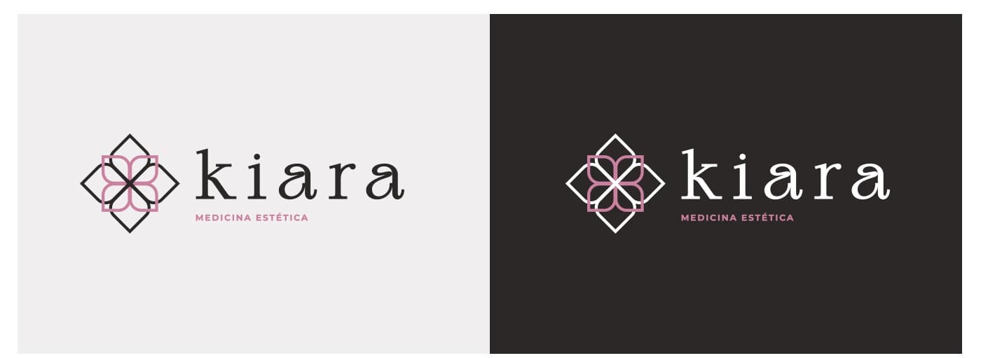 Logotipo horizontal de Kiara sobre fondo claro y fondo oscuro