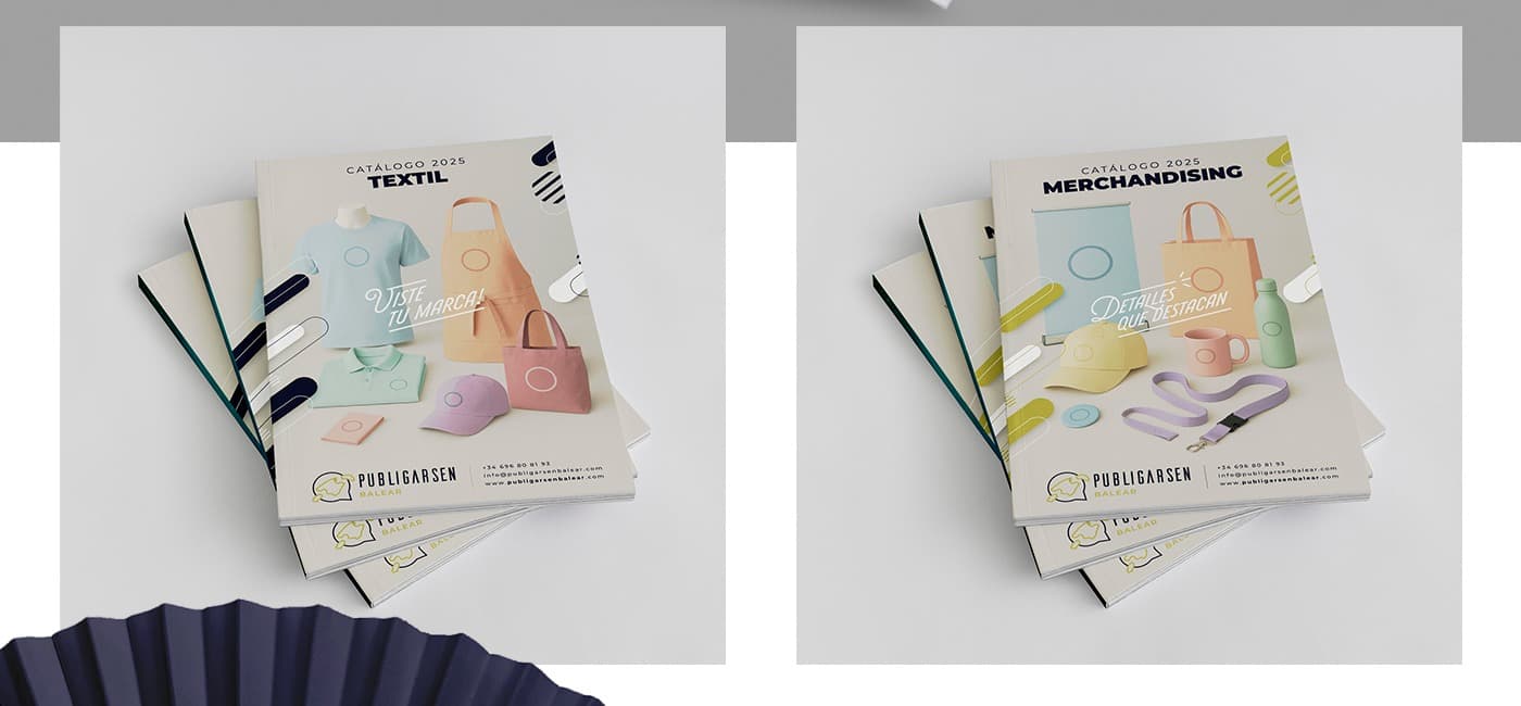 Merchandising and textile catalogues with products in pastel tones