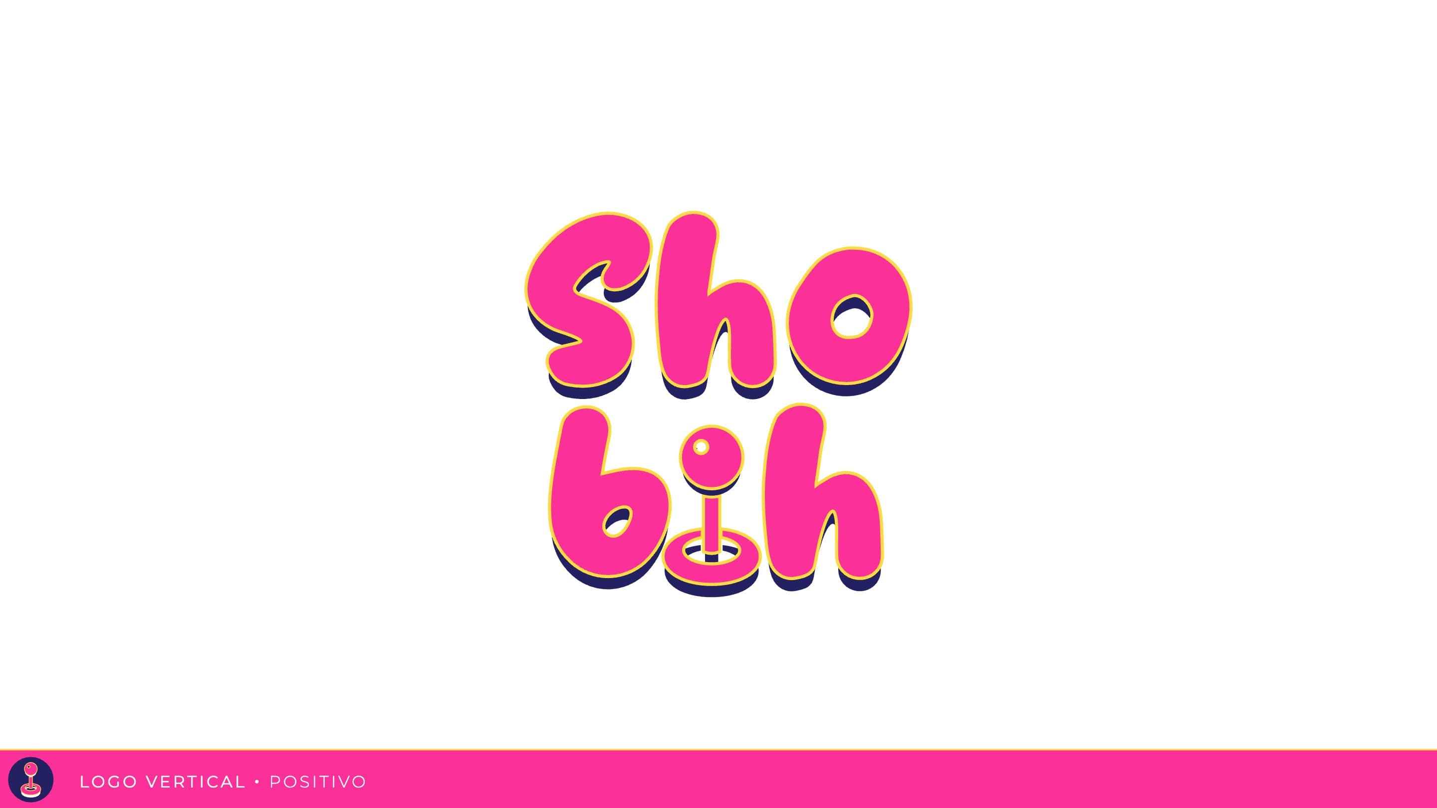 Vertical Shobih logotype in positive version on a white background