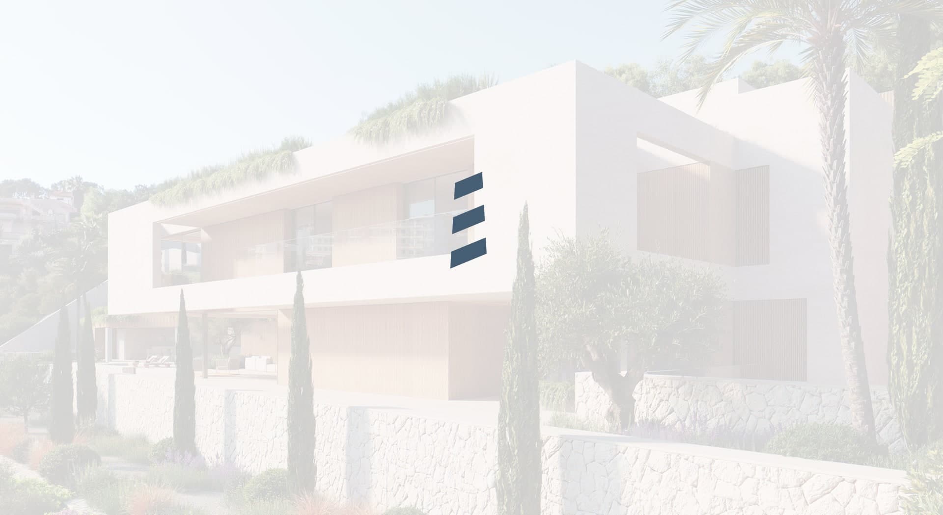 Un far minimalista com a guia cap a un xalet davant del mar.
