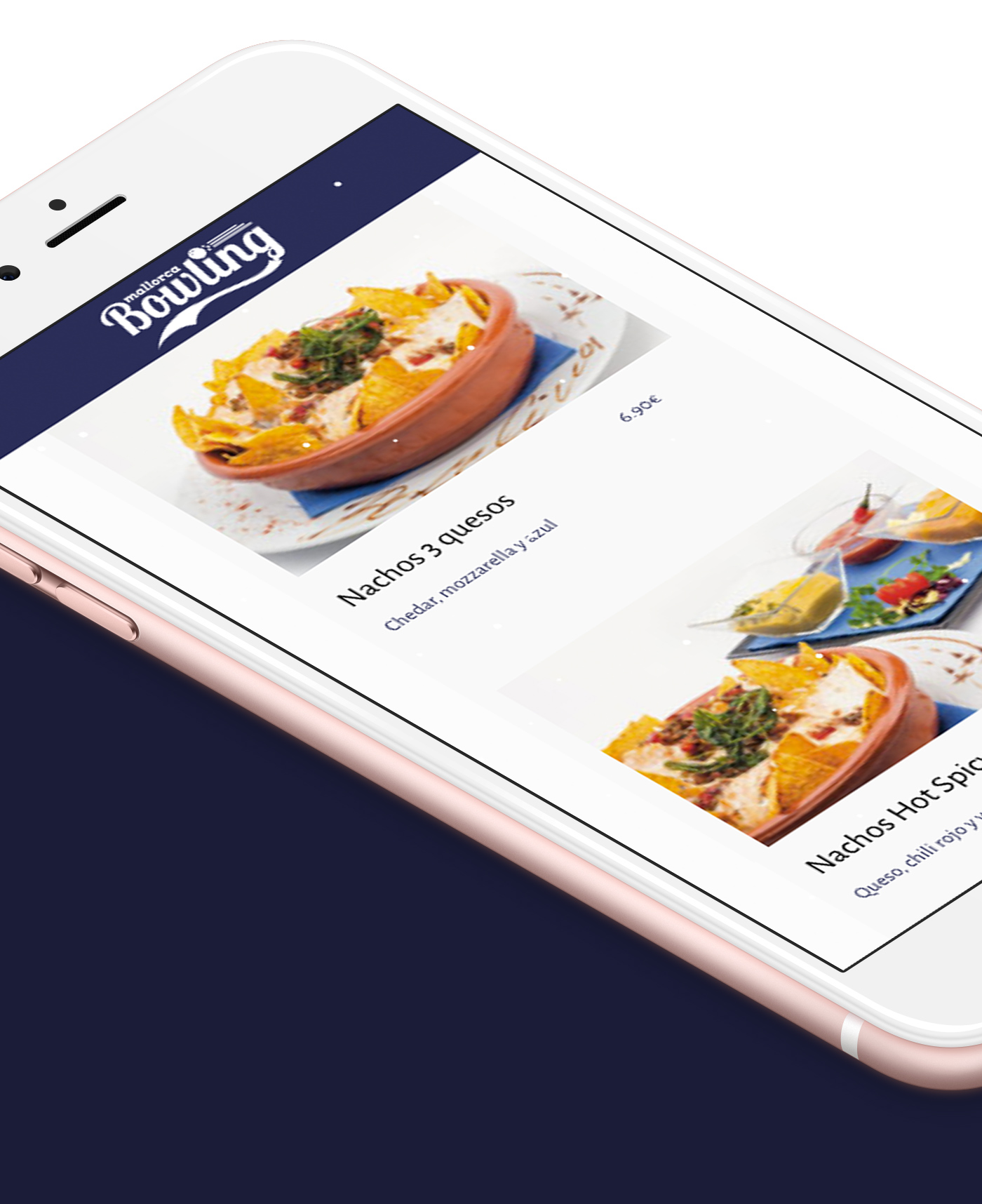 diseño web responsive del menú de Mallorca Bowling